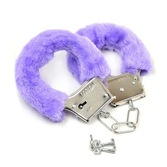 FETİŞ FANTEZİ MOR PELUŞLU METAL KELEPÇE