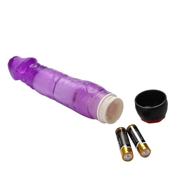 Güçlü Titreşimli Jel Dokulu Klasik Vibratör Penis 21 CM - Mor - Görsel 5