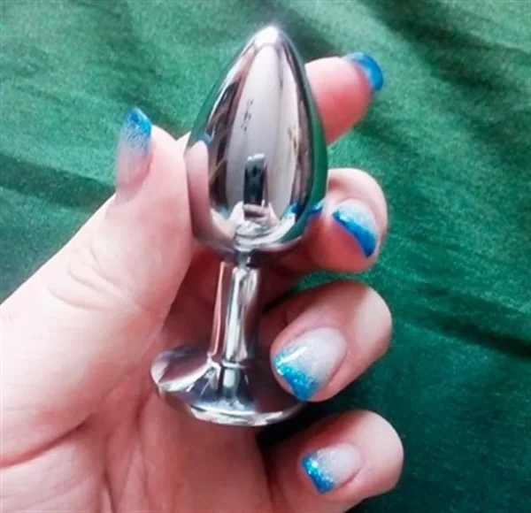 Mücevher Taşlı Küçük Boy Paslanmaz Çelik Anal Tıkaç - Görsel 4