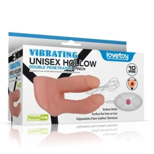 Belden Bağlamalı Titreşimli 12.5 cm İçi Boş İkili Çatal Strapon Penis