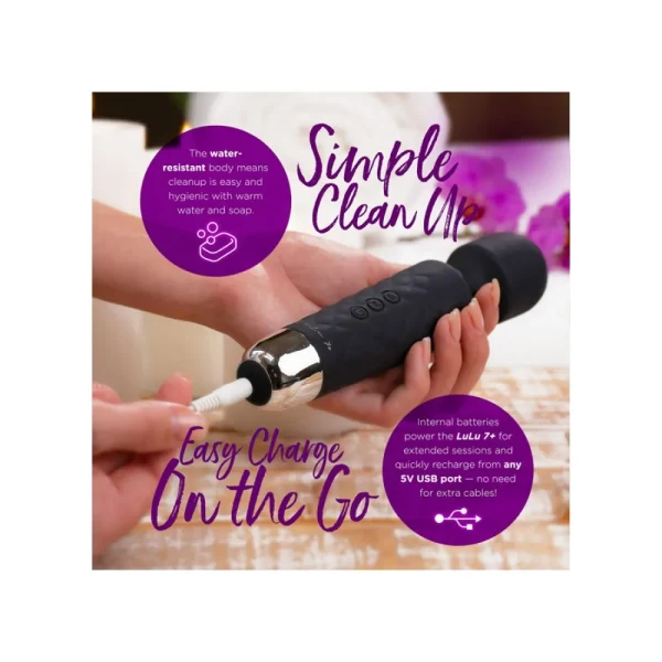 Female Wand Massager Şarjlı Vibratör - Siyah - Görsel 3