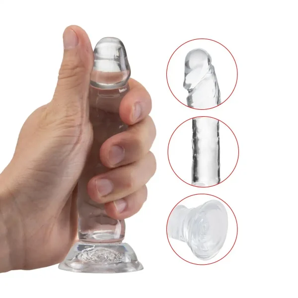 Jel Dokuda Testissiz Ultra Yumuşak Şeffaf Mini Yapay Penis 13 CM - Görsel 2