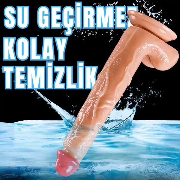 Realistik Dokuda Damarlı Dildo Vantuzlu Büyük Boy Gerçekçi Yapay Penis 27 CM - Görsel 4