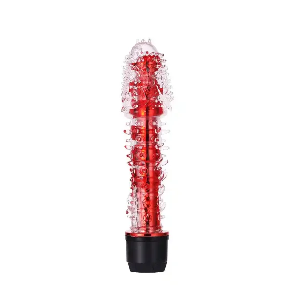 Titreşimli Yumuşak Dokulu Tırtıklı Jel Vibratör Penis - Kırmızı - Görsel 2