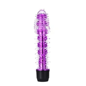 Titreşimli Yumuşak Dokulu Tırtıklı Jel Vibratör Penis - Mor