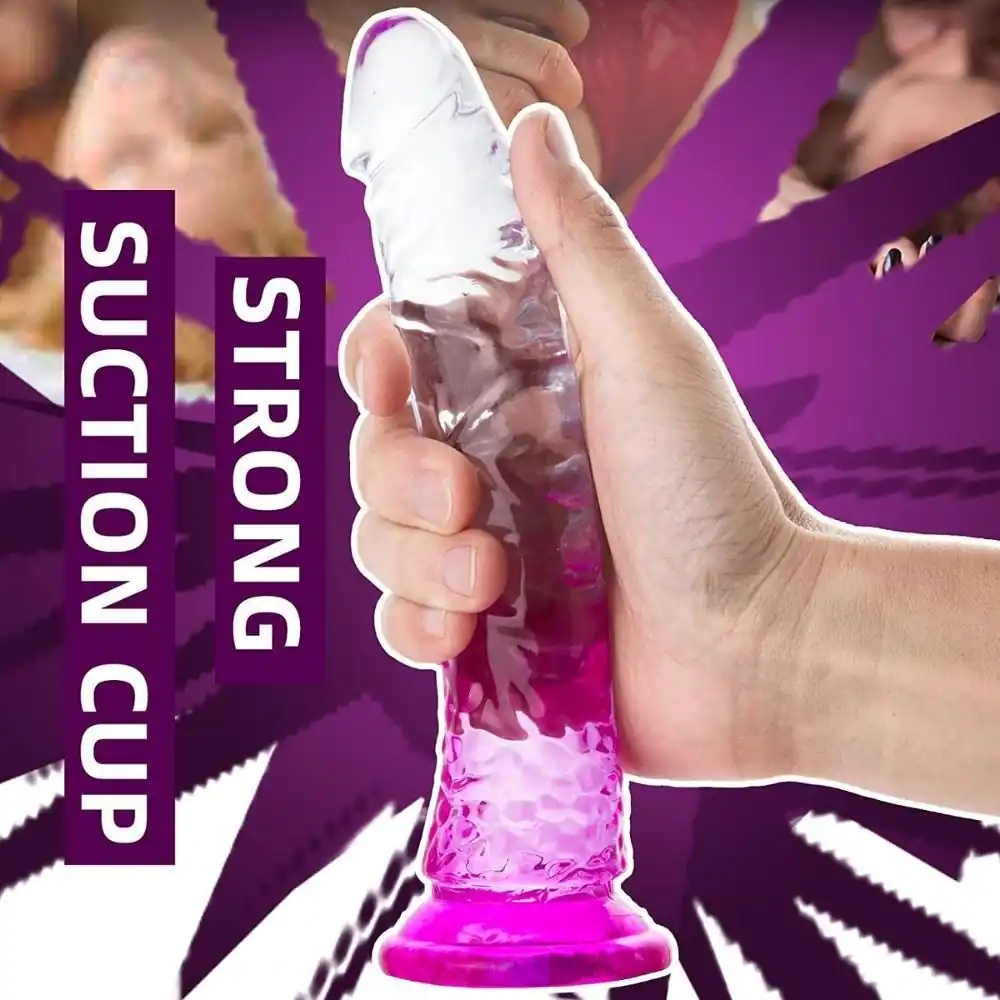 Ultra Yumuşak Dokulu Testissiz Realistik Jel Penis - Mor - Görsel 2