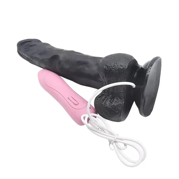 Yumuşak Dokulu Titreşimli ve Rotasyonlu Realistik Vibratör Zenci Penis 24 CM - Görsel 3